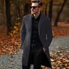 Men's Mid-Length Woolen Coat, Lightweight Color Winter Overcoat Jacket for Fall and Winter