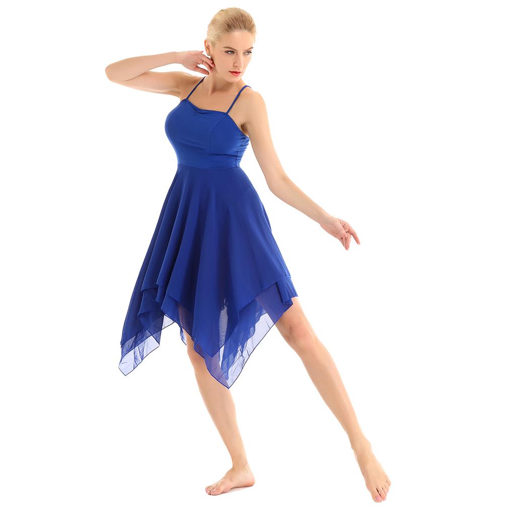 Women Adult Chiffon Overlay Ballet Contemporary Modern Dance Dress Lyrical Leotard Costume Dancewear