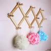 Storage Expandable Fold Shelf Bathroom Rack Sundries Bag Coat Hooks Clothes Hanger Hat Closet Hook Natural Wood