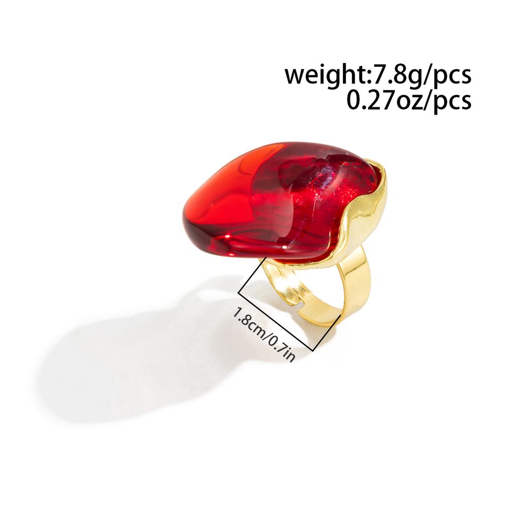 Ingemark 3 Colors Vintage Irregular Acrylic Rings Women Trendy Punk Metal Chic Knuckle Ring Aesthetic 2026 New Couple Jewelry