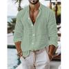 Linen Shirt for Men Summer Beach Style Solid Color Single Breasted Breathable Shirts Lightweight Stylish Button Tops