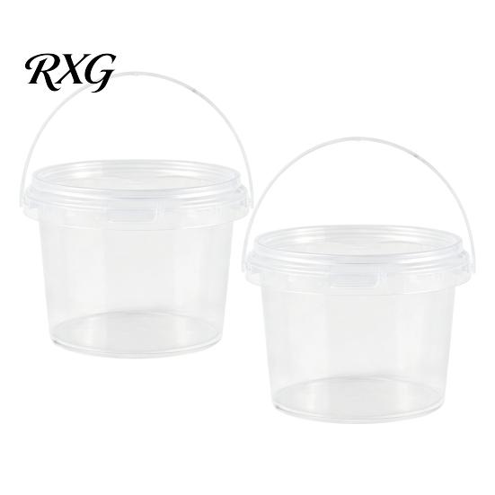 Food Grade Plastic Tubs 2PCS Round Buckets, with Lid And Handle Disposable Containers, Rice Flour Containers Stackable Food-grade Storage Pails,
