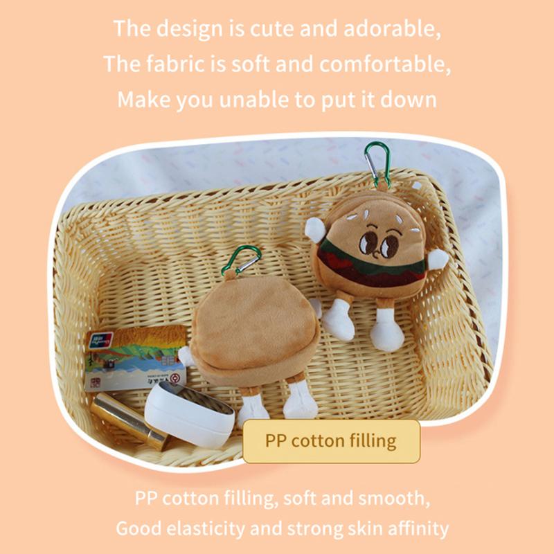 Plush Purse Toast Bread Lovely Mini Coin Portable Plush Key Card Earphone Storage Bag Wallet Pendant Keychain Girls Gifts Toys