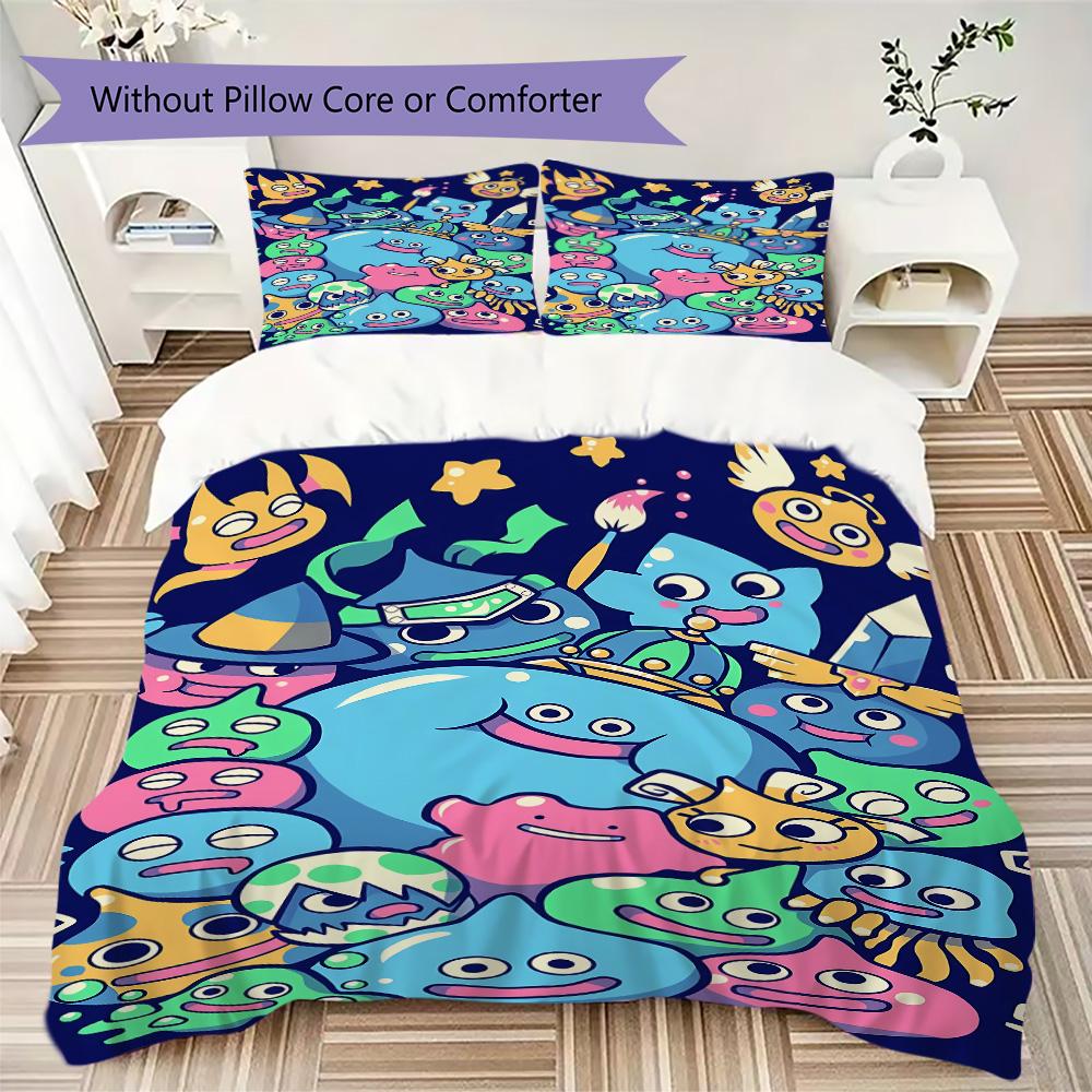 Colorful Cartoon Slime Pattern Bedding,Quilt Set Quilt Cover Pillowcase Home Birthday Gift (1*duvet cover+2*pillowcase,without core)SSJT0917169