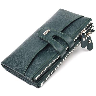 Roomy Female Cats Made of Genuine Grained Leather CANPELLINI Wallet 21633 Green