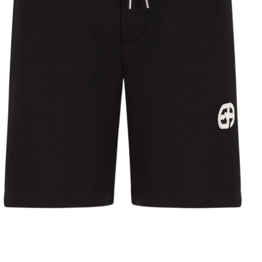 Emporio Armani Ss22 Solid Color Straight Leg Drawstring Loose Casual Shorts Men shorts Black 3L1PFU-1JHSZ-0999