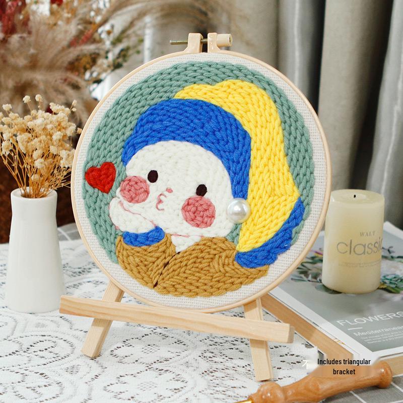 DIY Russian Punch Needle Kit: Handmade Beginner Cartoon Wool Painting