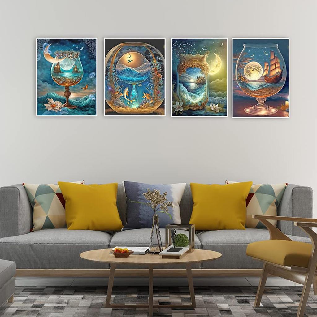 JISHSHAY Diamond Art Set of Diamond Art Bead Craft 5D Diamond Dream World Painting Diamond Art World in a Glass Craft Diamond Art Wishing Bottle and