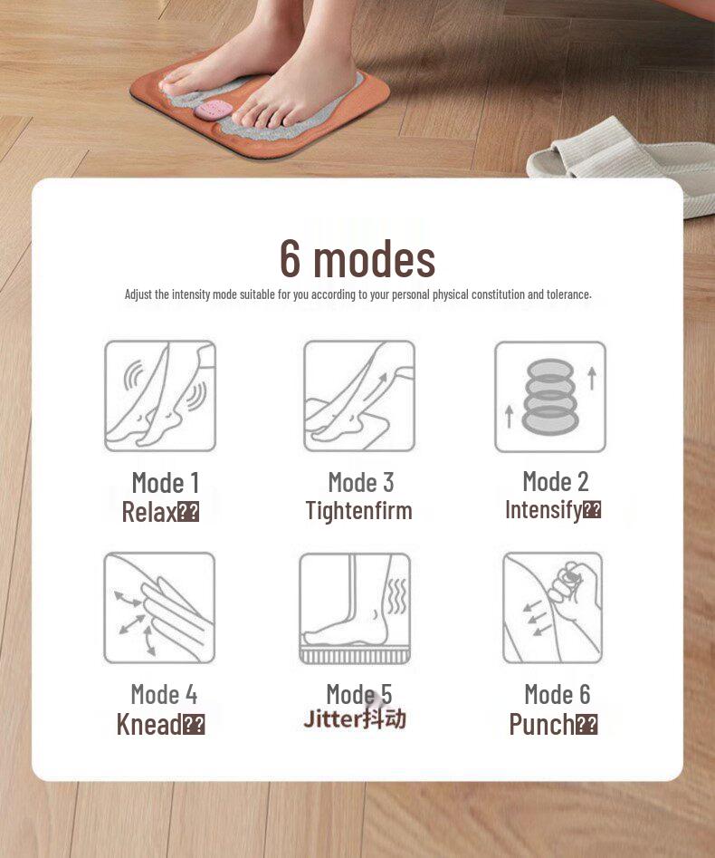 USB EMS Smart 3D Foot Massager - Microcurrent Pulse Pad for Foot Sole Therapy