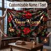 Christmas Winter Theme Throw Blanket Custom Name Text Personalized Blanket Soft Cozy Blanket for Home Sofa Bed