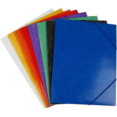 Cardboard Rubber Band Folder - One Set Contains 8 Different Colors - 3 Folders of Each Color. Ref 14083