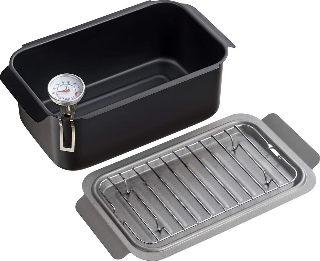 Wahei Freiz Small Frying Pan with Thermometer, IH and Gas Compatible, Tempura Pan, for Small Quantities, Bento Boxes, Square Shape, RB-2701