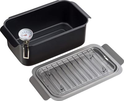 Wahei Freiz Small Frying Pan with Thermometer, IH and Gas Compatible, Tempura Pan, for Small Quantities, Bento Boxes, Square Shape, RB-2701