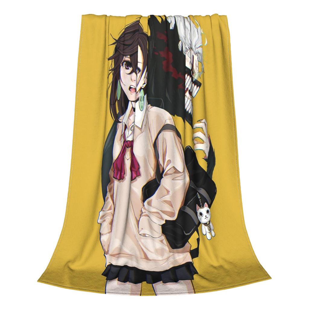 Cartoon Manga Dandadan Action Comedy Creative Blanket Portable Flannel Sofa Throw Blanket for Bedroom Outdoor Throws Bedspread