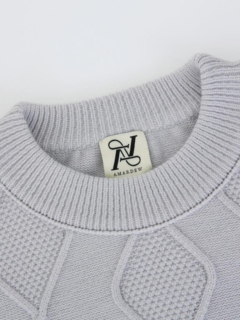 Amadyu Cable Crop Label Knit_Gray