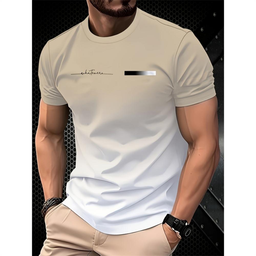 Men's simple and fashionable contrasting color T-shirt, summer fashion short sleeved shirt