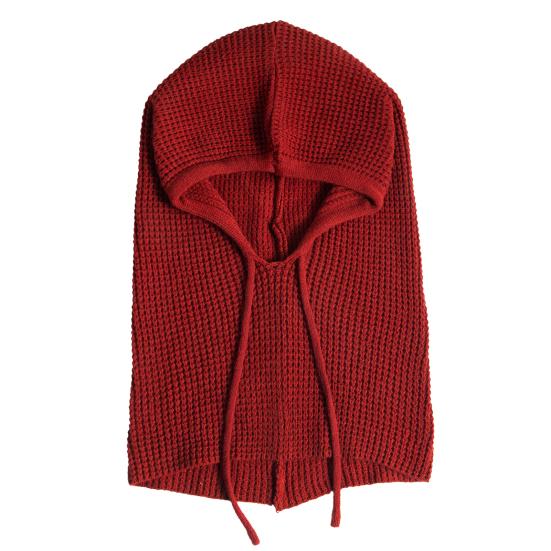 Strikket hodeplagg ensfarget justerbar snøring hettegenser skjerf høst vinter vindtett varm lue elastisk termisk lue