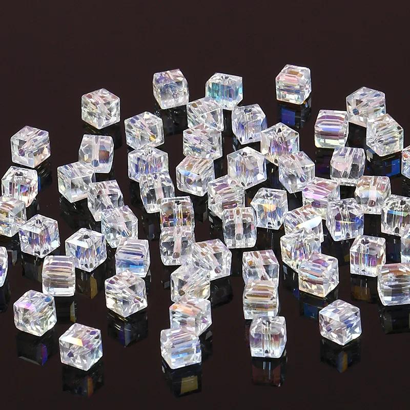 10pcs Pink Many Square 5mm Austria Crystal Beads charm Glass Crystal Beads Loose Spacer Bead for DIY Jewelry Making