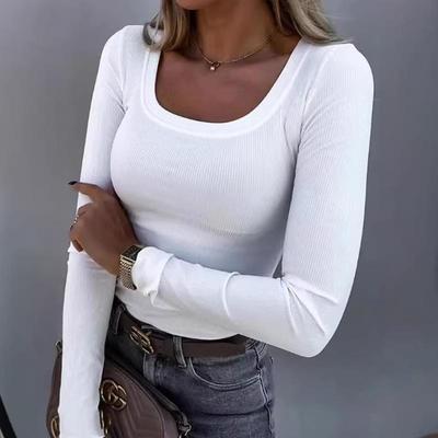 Plus Size Casual U-neck Long-sleeve Women's T-shirt