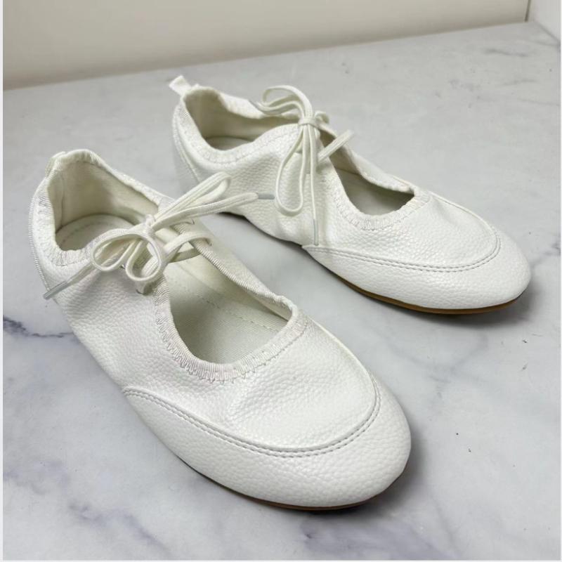 Fashion 2025 Autumn Outside Women Ballet Flats Lace Up Black Satin Shallow Casual Loafers Comfortable Soft Sole Designer Ladies Shoes