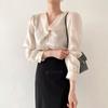 New ArriValS Open Run Women S Long SleeVe Solid Color V Neck blouSe