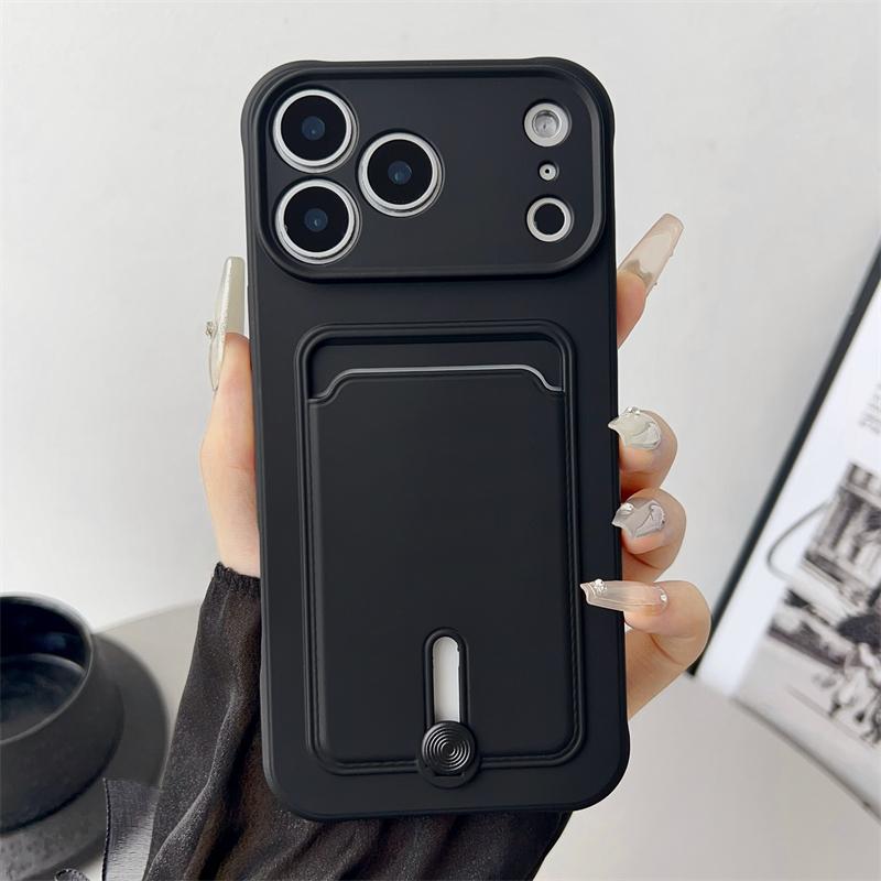 Candy Color Card Slot Holder Wallet Soft Case For iPhone 17 Air 16 15 14 Plus 13 12 11 17 Pro Max Shockproof Silicone Back Cover