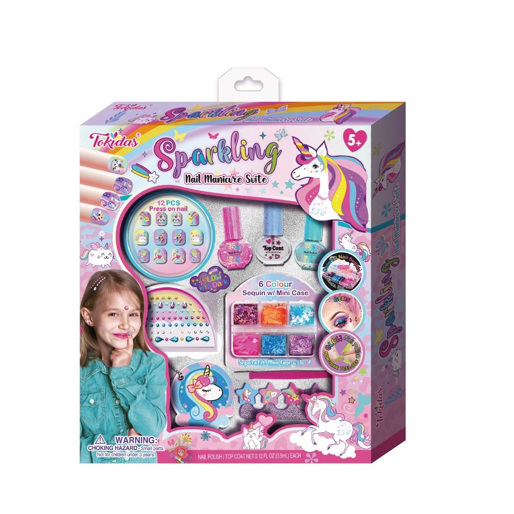 2024 Press on Nail Sticker Kids Set Girls Scented Nail Polish Gift Set Kids Make up Peel off  Press on Nail Kit