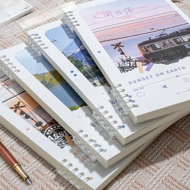 1Pc A5 The Journey of Life Series Loose Leaf Notebook Journal Thickened Quality Paper Student Travel Scenery Notebook