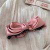 French Satin Sweet Bow Banana Clip with Teeth Anti Slip Korean Fashion Vertical Ponytail Hairpin Twist Clip Styling Accessories