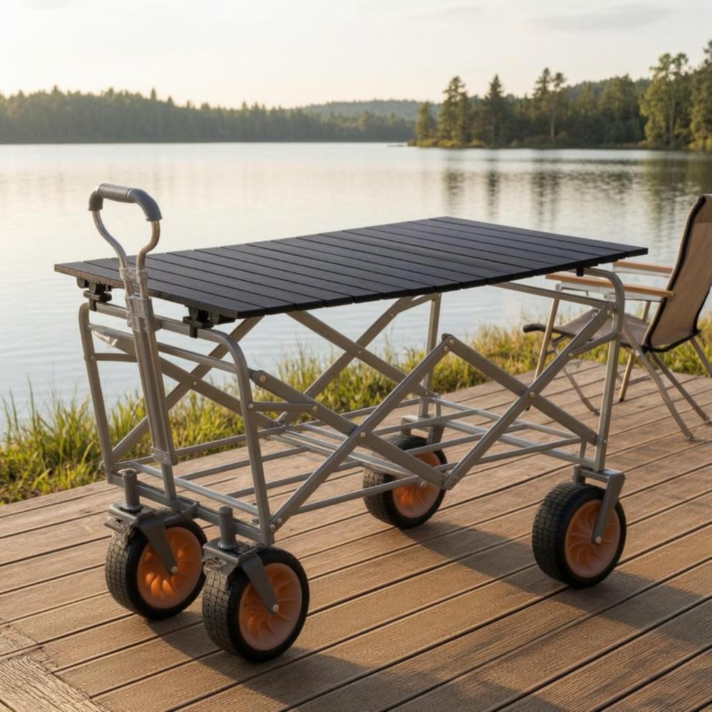 Slatted Wagon Table Top Collapsible Furniture Space-Saving for Picnics