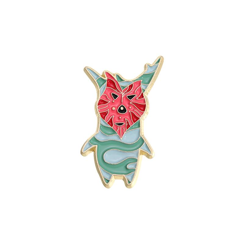 Cartoon Game Elf Enamel Pins Custom Leaf Spliced Fox Octopus Brooches Lapel Badges Animal Plant Jewelry Gift for Friends