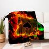 "Flaming Ace Playing Cards - Luxury Casino Deck with Fiery Design"Blanket Flannel Throw Blanket for Sofa, Bed, Travel, Camping, Office