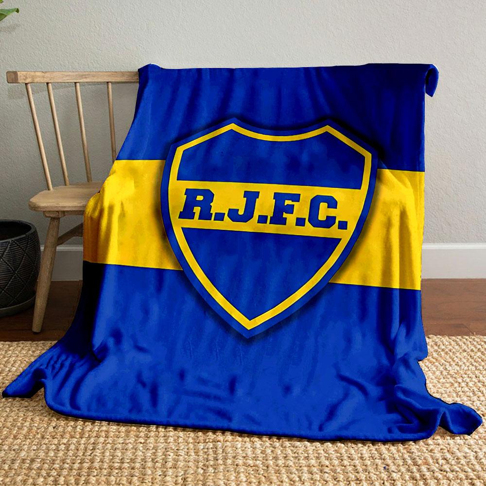 Blue and Yellow Shield Design with "R.J.F.C." Text In Bold Letters. for All Seasons Blanket Lunch Break Throw Gift