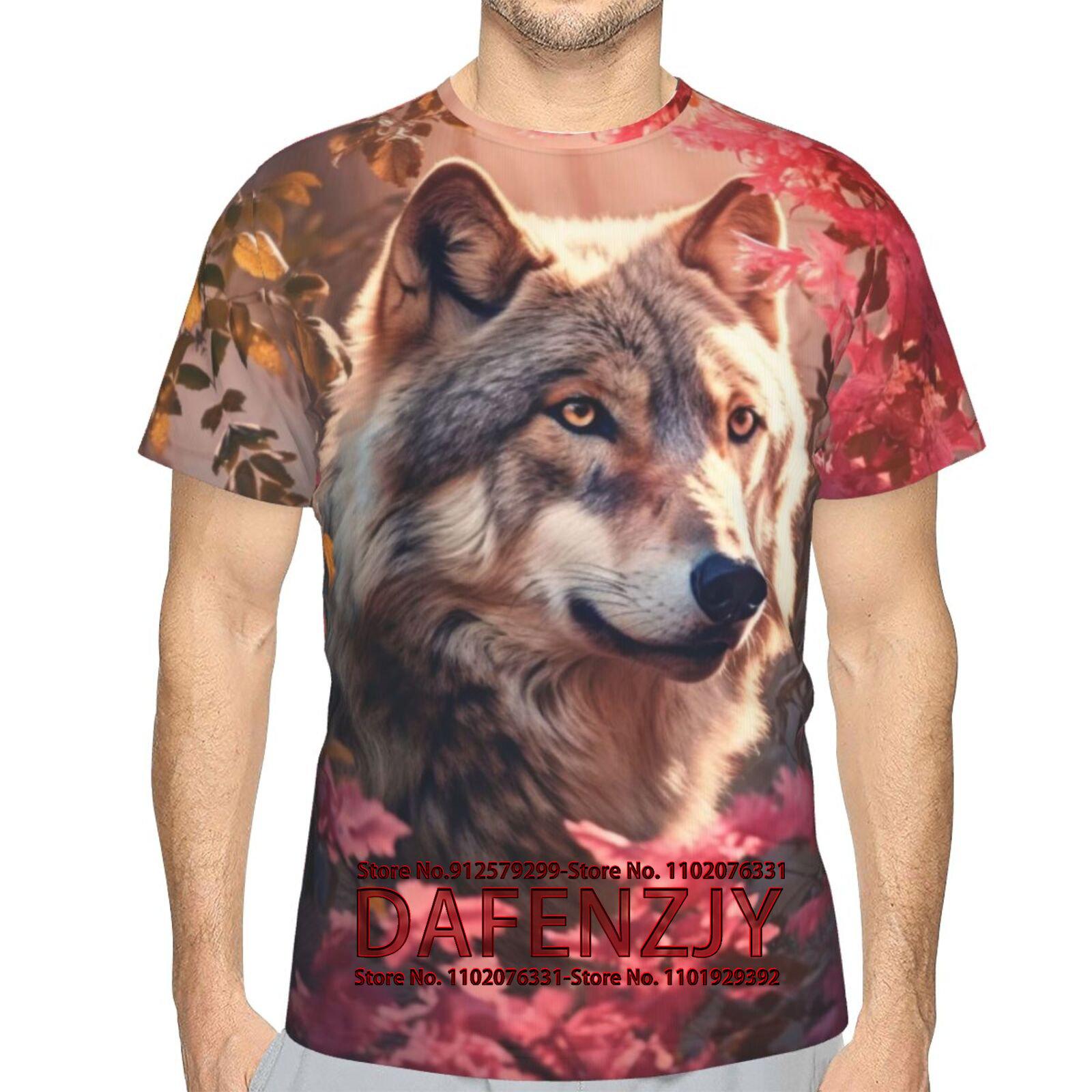 

Летний топ с круглым вырезом и принтом 3D волка, модные повседневные футболки с короткими рукавами для мужчин XS