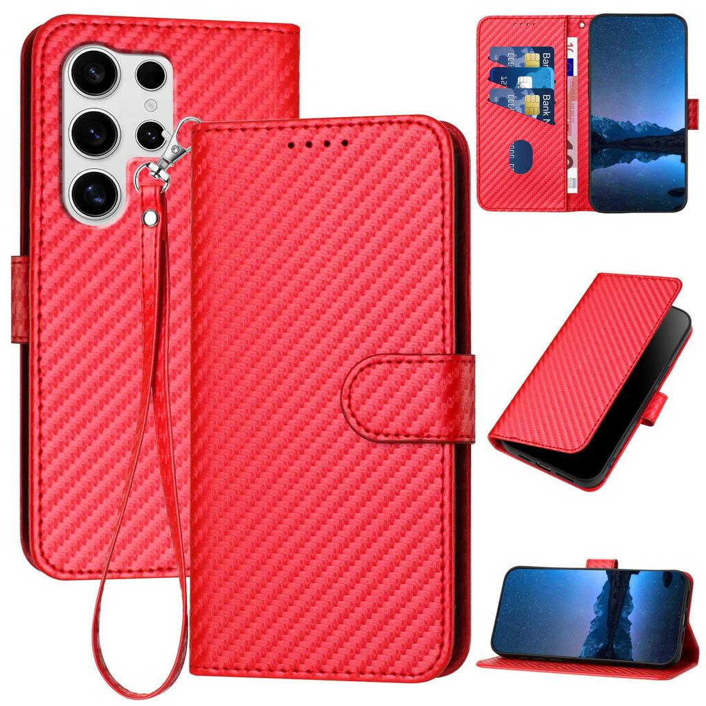 YX0070 For Samsung Galaxy S25 Ultra Wallet Case Carbon Fiber Texture Leather Cell Accessories Phone Cover
