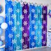 Snowflake Foil Fringe Curtains Metallic Silver Blue Snowflake Tinsel Streamer Photo Backdrop for Winter Wonderland Freeze Birthday Party Decoration
