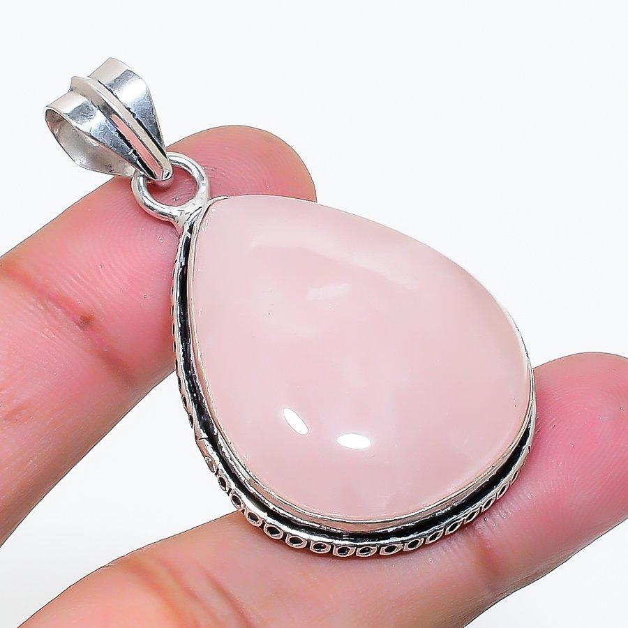 Natural Rose Quartz Gemstone Handmade 925 Sterling Silver Pendant 1.89  AP-15128