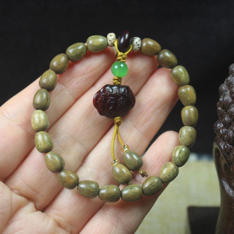 

Green Sandalwood Women’s Prayer Beads Bracelet with Safety Lock Elegant Gift