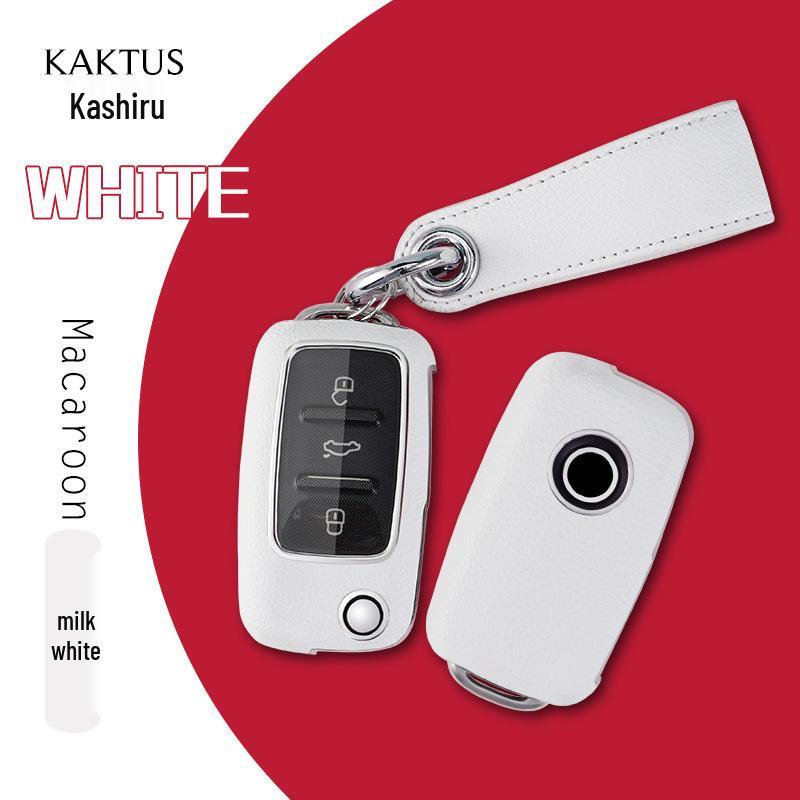 

Кожаный чехол для ключей KAKTUS с текстурой для Beetle, Tiguan, Golf, Polo, Lavida, Sagitar с цепочкой
