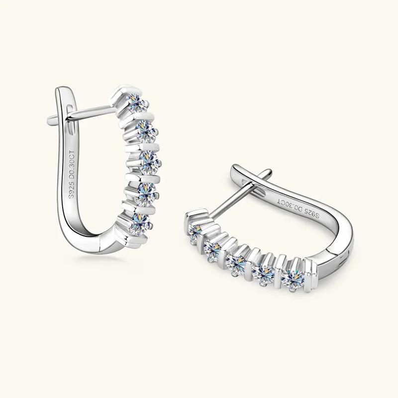 Sparkling Real 2.5mm 0.06CT Full Moissanite Hoop Earrings for Women S925 Silver Earring Party Fine Jewelry