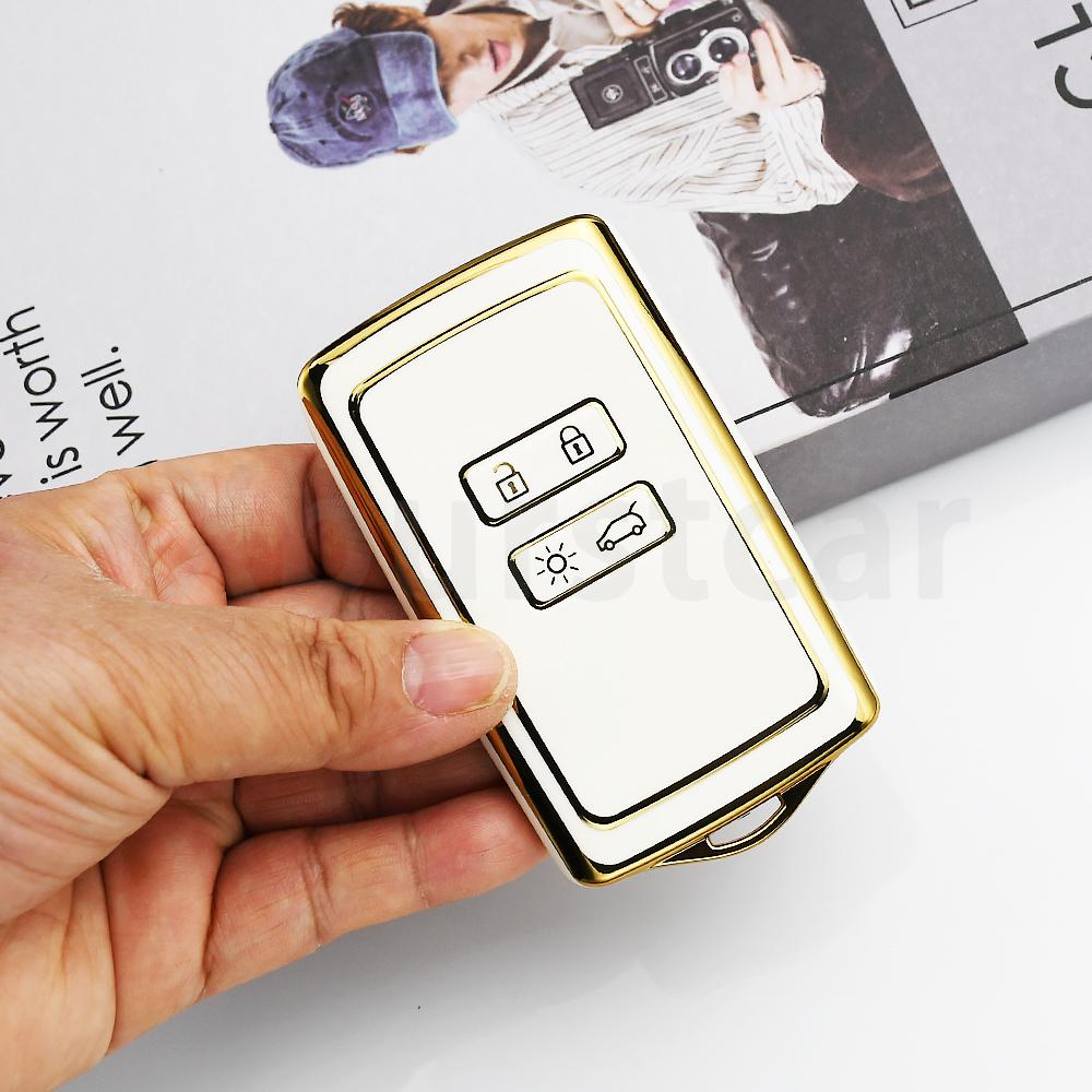 Gold Edge Tpu Shell Fob Car Smart Key Case Cover For Renault Talisman Espace Zoe Koleos Kadjar Clio Megane Scenic Dacia Sandero