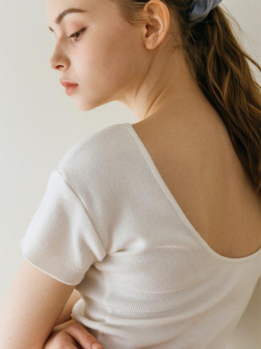 Tinnit Back Scoop Neck Sleeve Knit_Ivory Ivory/Ivory