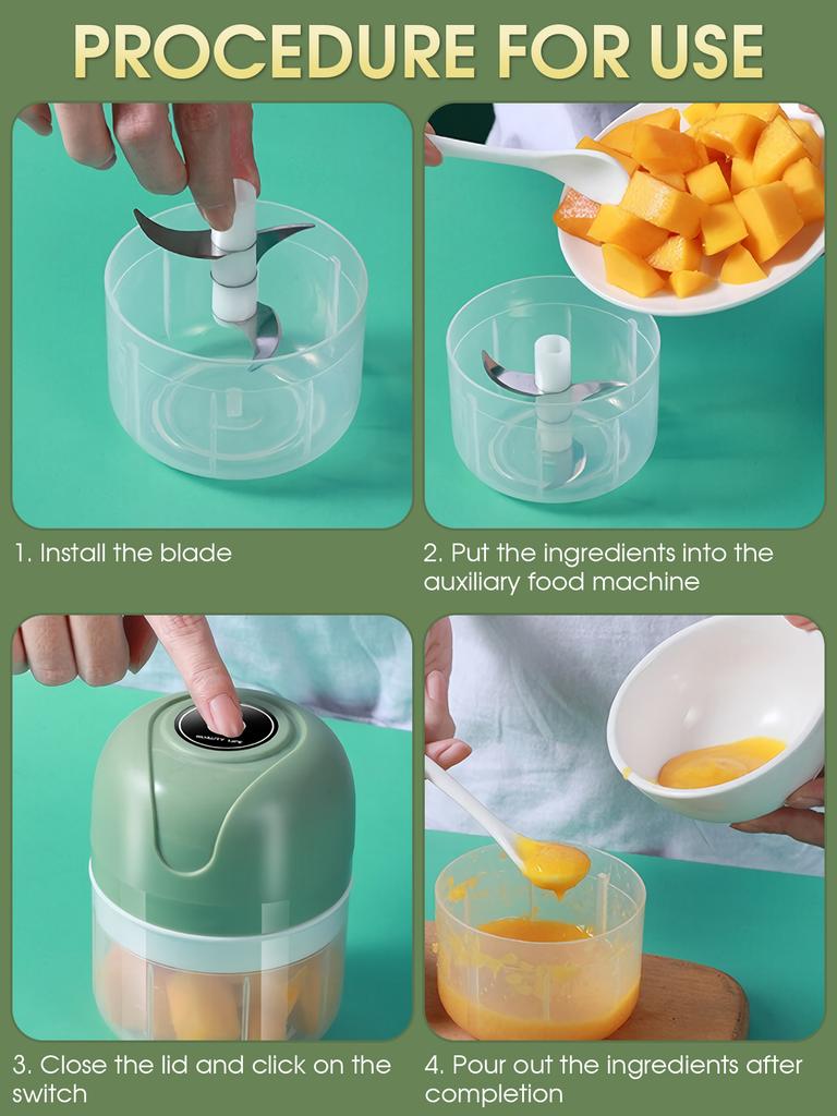 Xiaomi Electric Mini Garlic Chopper 1200mAh USB Charging Multi-Function Grinder 250ml Three-Blade Head & 100ml Two-Blade Head