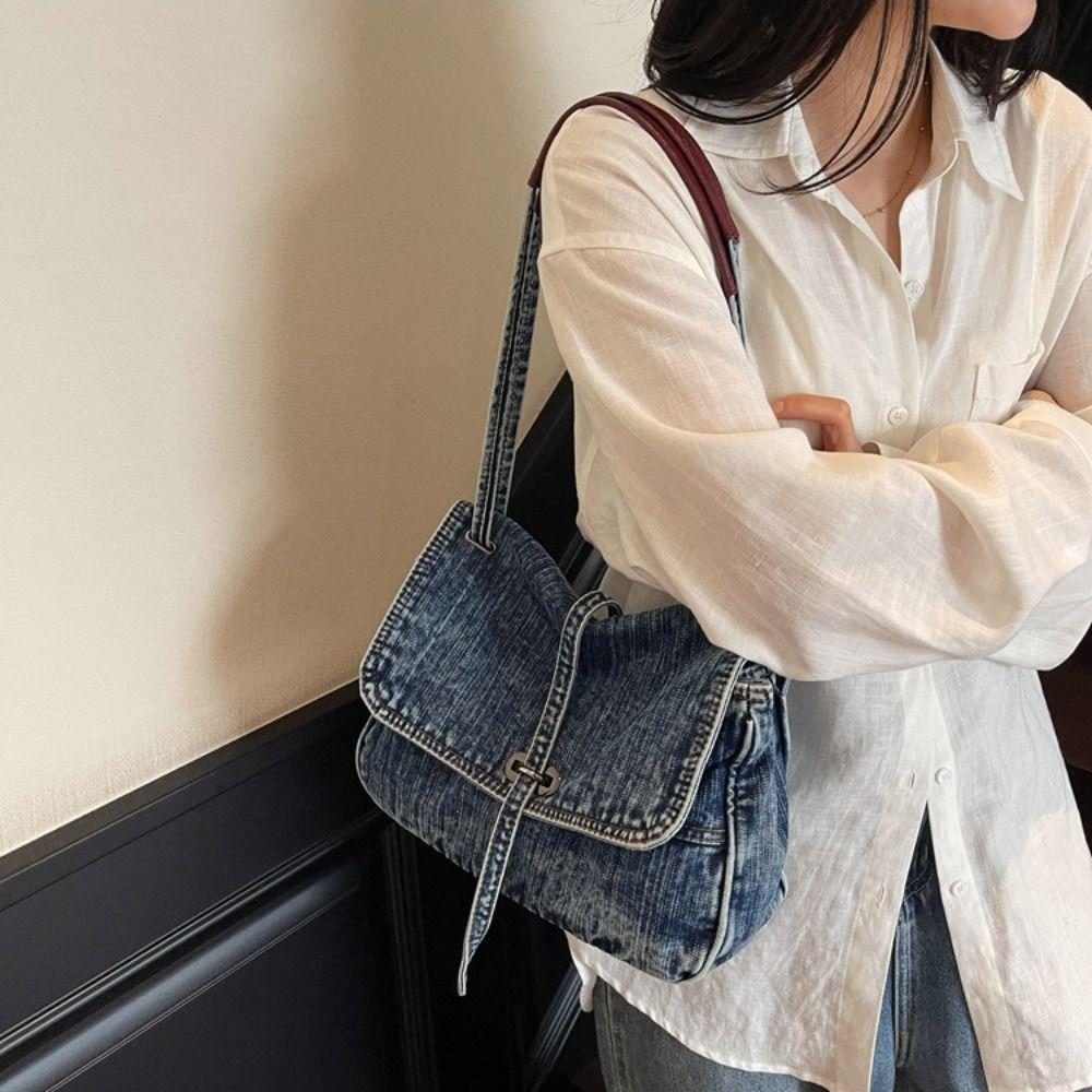 Retro Denim Stofftasche Einfache Canvas Tragetasche Lässige Canvas Umhängetasche Outdoor