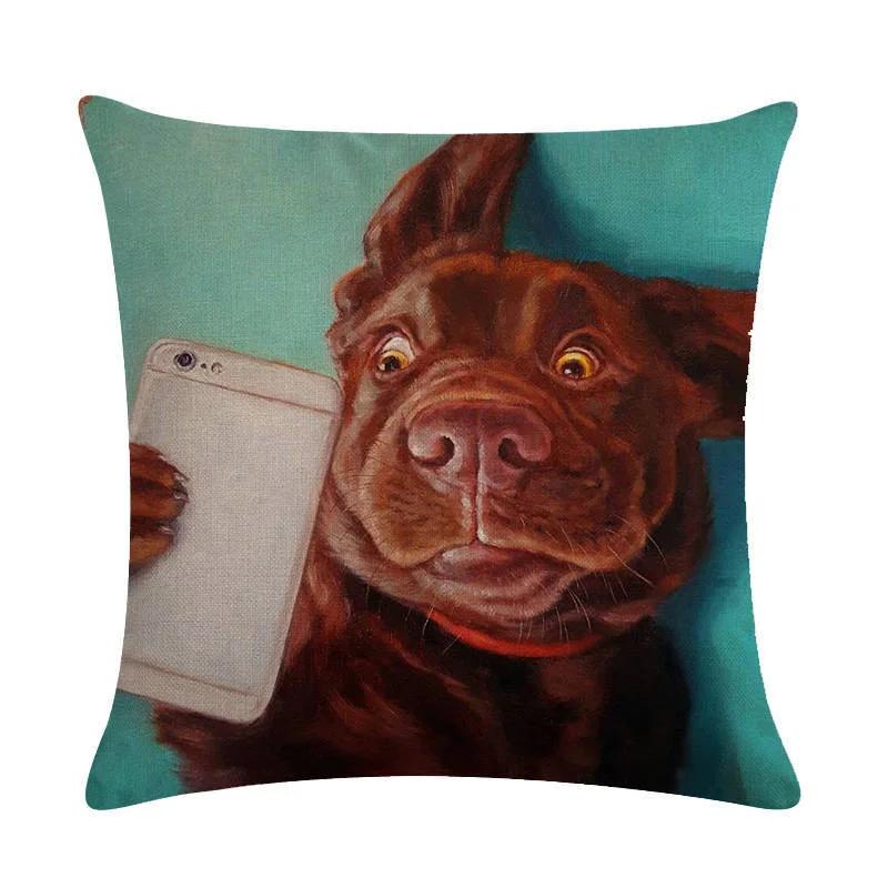 Lovely Animal Oil Painting Pillowcase Flax Cushion Leaning On Household Sofa Adornment Cushion Leaning On Covers