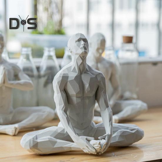 Figurină de om de yoga abstractă Padmasana yoghin statuie desktop meditativ om sculptură pentru decor de cameră de zi yoga
