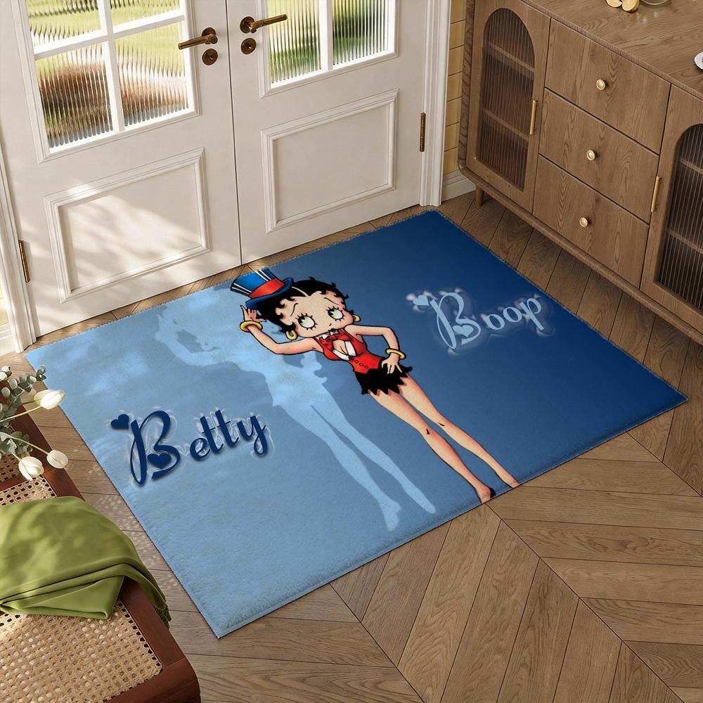 Cute B-Betty Boop Floor Mat Soft Thickened Flannel Door Mat Non-Slip Living Room Rug Home Decor