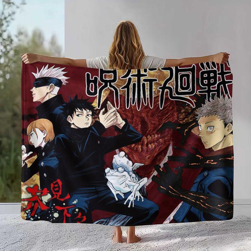 Anime Jujutsu Kaisen Cartoon Itadori Yuji Flannel Blanket,Ultra Soft Plush Throw for Home Bedroom Bed Sofa Cover Office Picnic