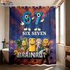 1Pc Pixel Building Block Style 67 Print Waterproof Bathroom Privacy Hanging Curtain 12 Hooks Multiple Sizes Machine Washable
