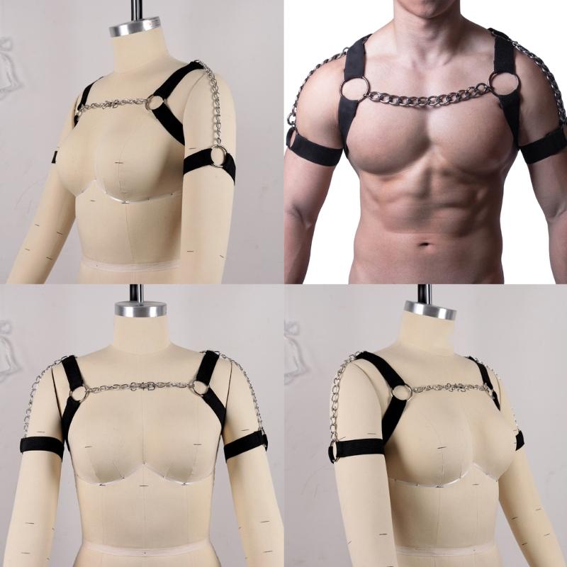 Elastic Body Chest Harness Chain Strap Leathers Punk Chain Choker Men Chest Harness Nightclub Cosplay Costume Accessory
